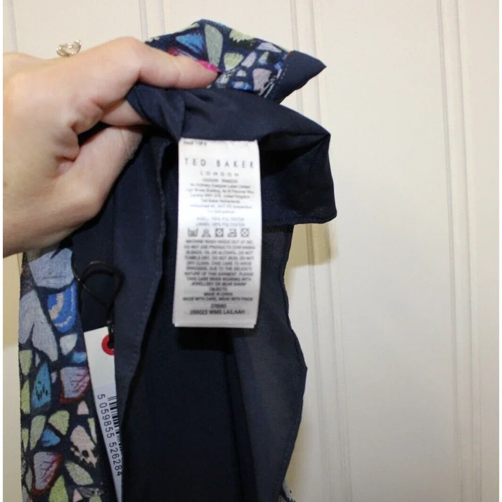 Ted Baker Lailaah Corrugated Pleat Midi Skirt Blue Size 5 US‎ 12  $275